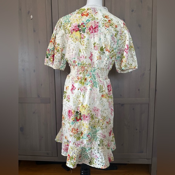 100% cotton , Alice BLUE , floral , knee length dress . Size L - Picture 3 of 6